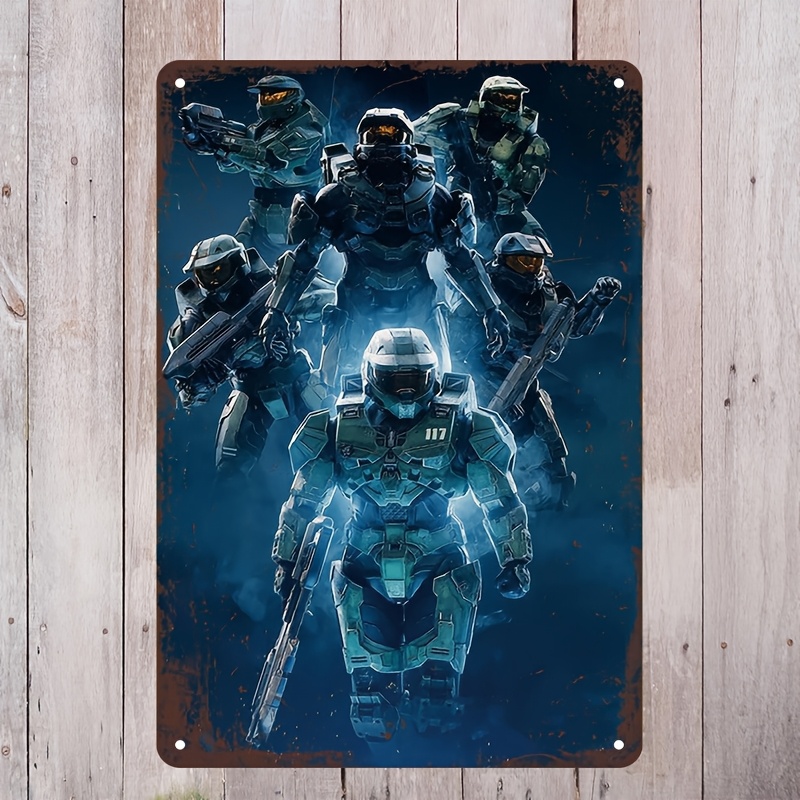 Home Office Inspiration - Halo'dan Esinlenen Metal Duvar Sanatı Tabelası,