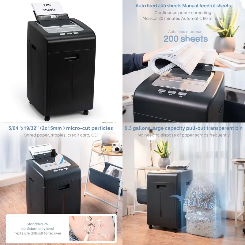 Paper Shredder Micro - Ağır Hizmet Tipi Otomatik Beslemeli P5