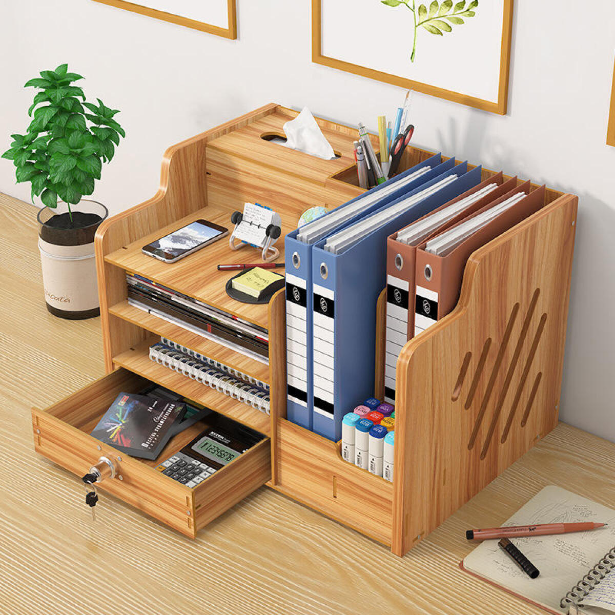 Letter Tray Desk - Ev Düzenleyici Rafı Ahşap Masaüstü Kağıt